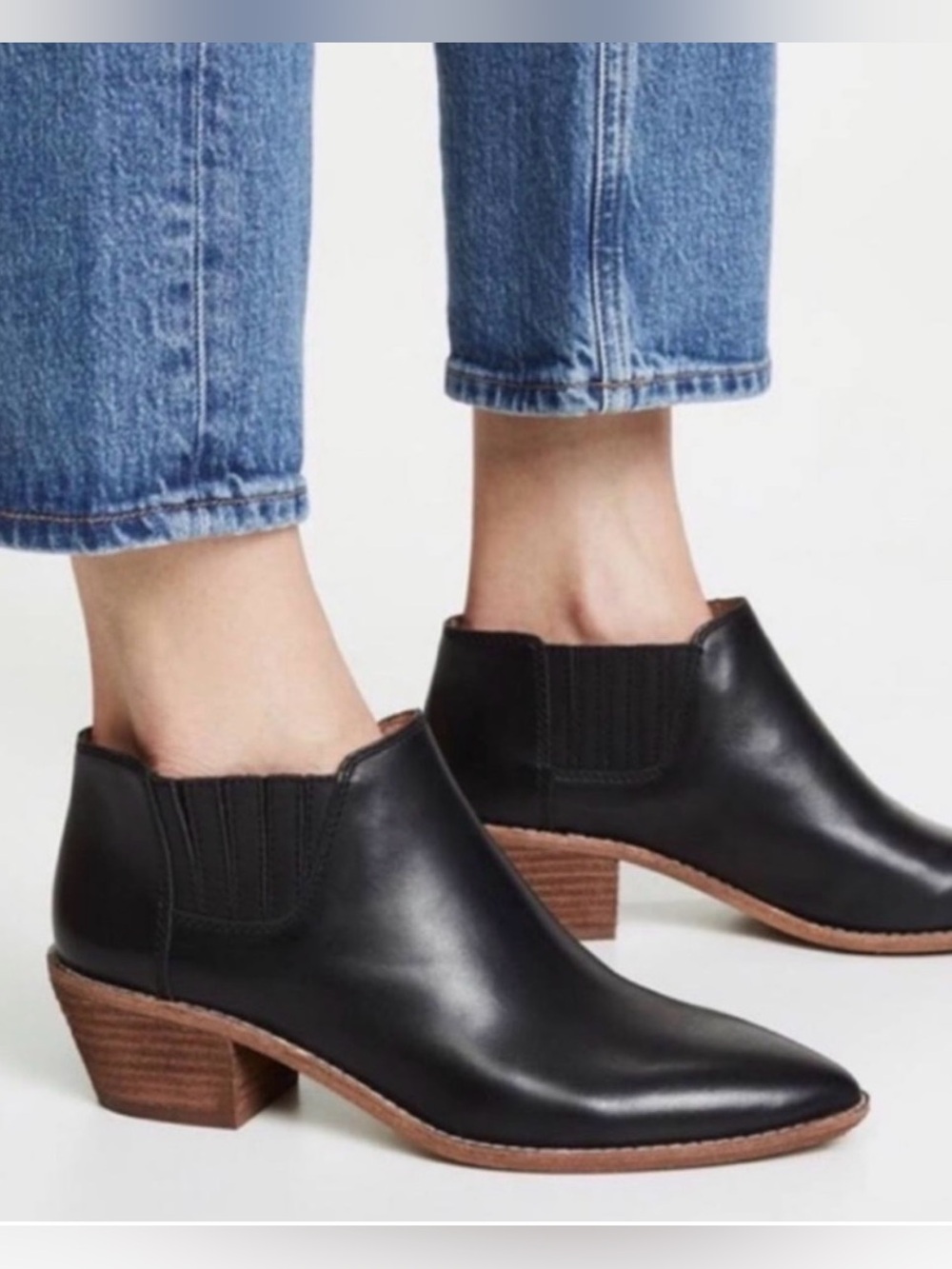 Madewell “Sonya” Black Leather Chelsea Boot Slip On Excellent Size 8.5
